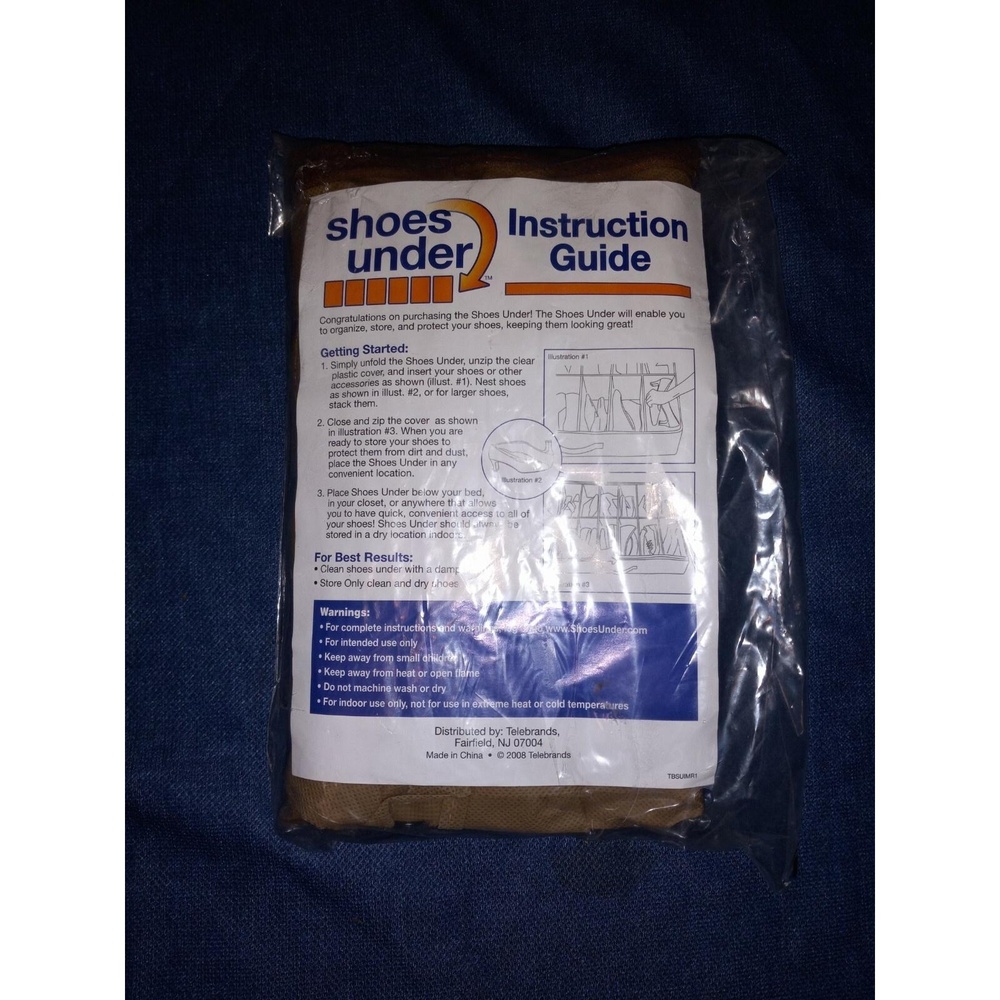 Under Bed Shoe Storage Organizer 12+ Pair Tan Fabric Clear Zipper Covered